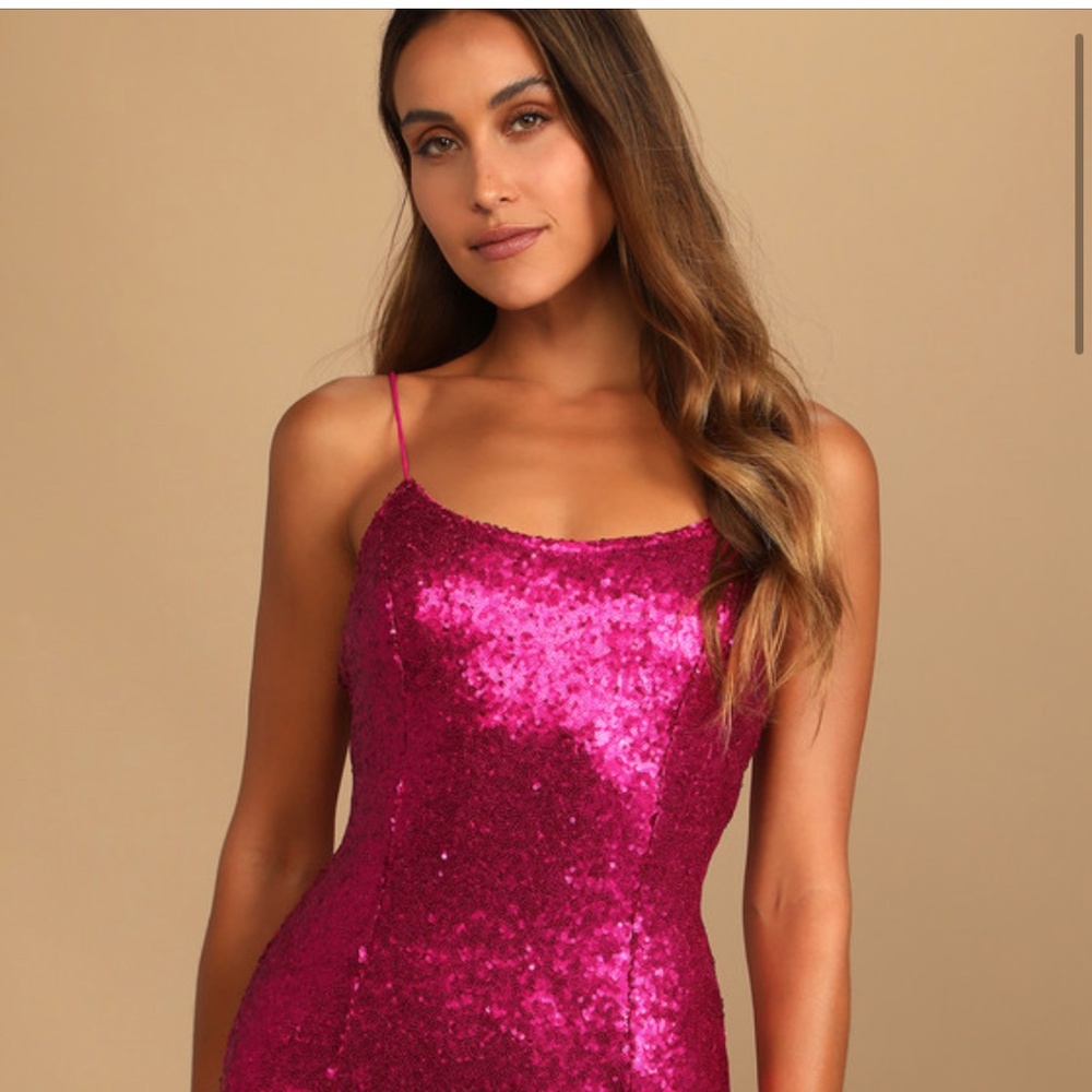 Lulus Magenta Sequin Bodycon Mini Dress